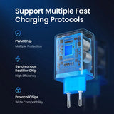 A close up of a blue power outlet with a blue background