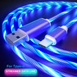 a close up of a blue and white usb cable connected to a phone