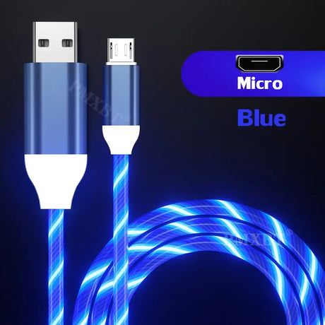 a close up of a blue and white lightning charging cable