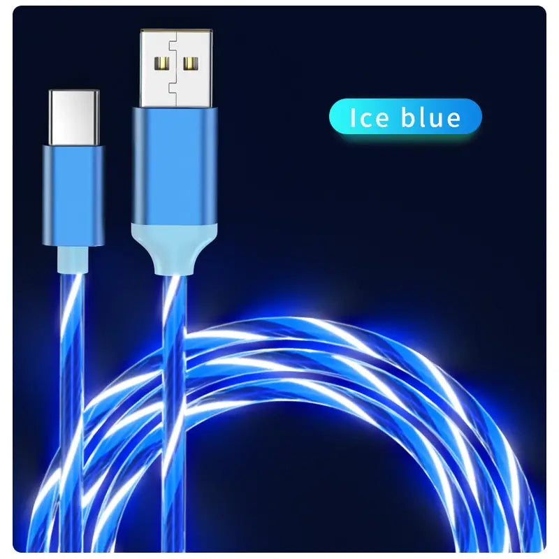 a close up of a blue and white lightning charging cable