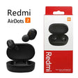 A close up of a box of redmi airdots 2 with a pair of earphones