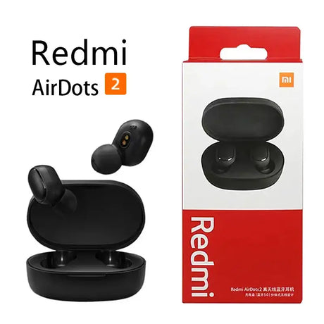 a close up of a box of redmi airdots 2 with a pair of earphones