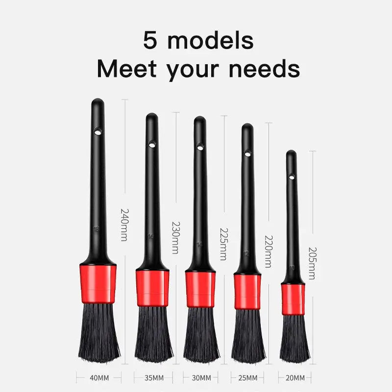 a diagram of five brushes with different sizes and colors
