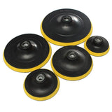 a close up of a bunch of black and yellow discs