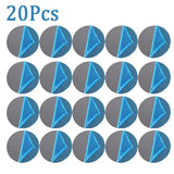 a close up of a bunch of blue circles with a triangle