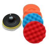 a set of 3 polish pads with a red, blue and orange polisher