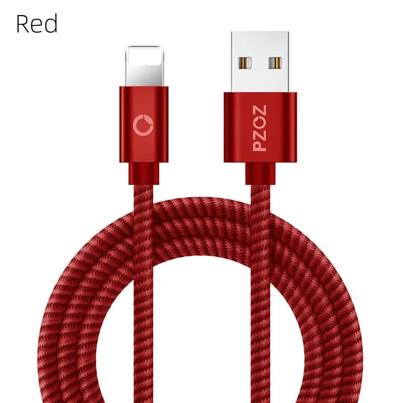 red braided lightning usb cable