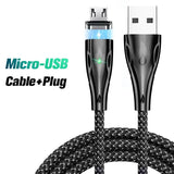 a black cable with a green light on it