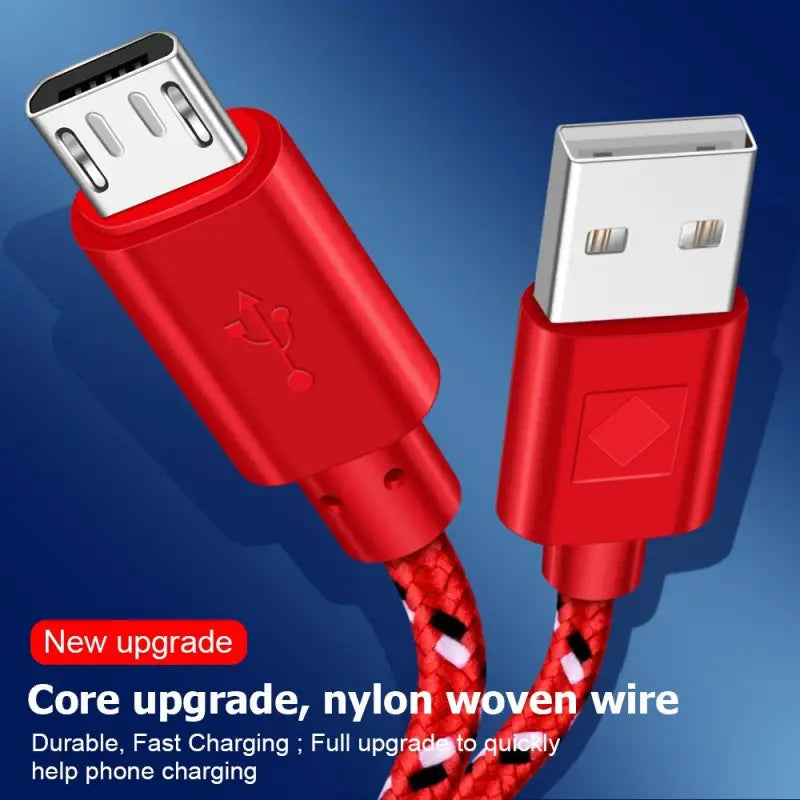 a red usb cable with a red cable attached to it
