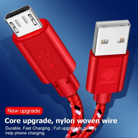 a red usb cable with a red cable attached to it