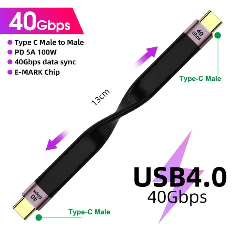 usb 40gbps type c male to male cable