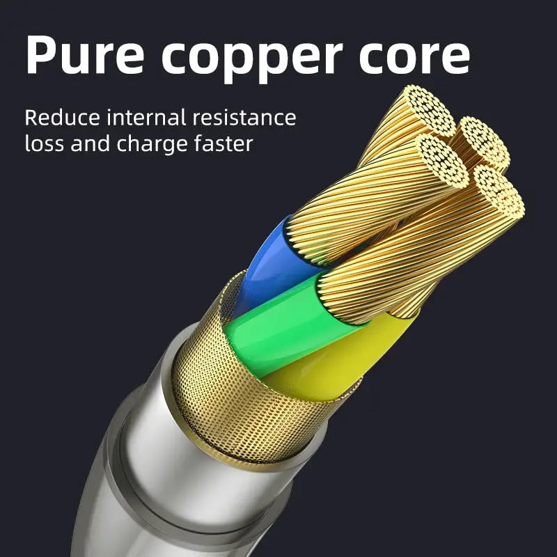 a close up of a cable with the words pure ope