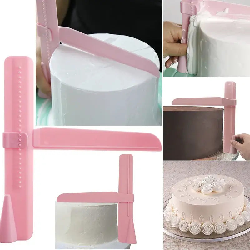 a close up of a cake being made with a pink fondant