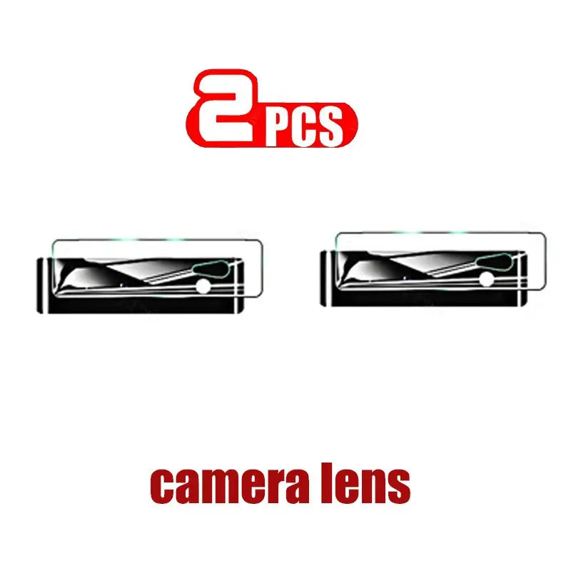 a close up of two cameras with a red and white logo