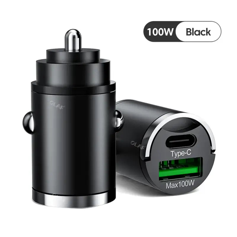 a close up of a car charger with a black charger