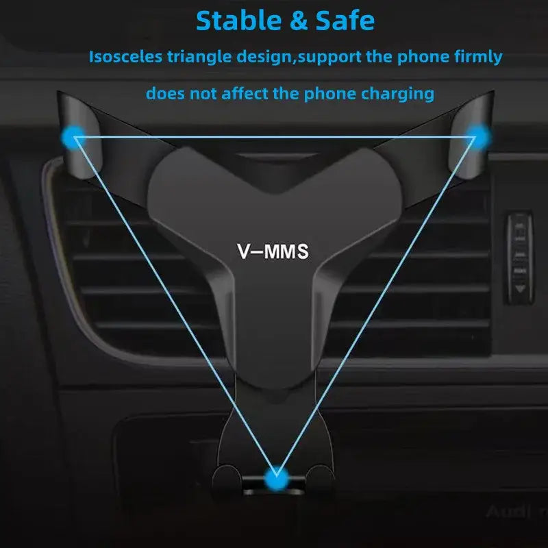 a close up of a car dashboard with a phone holder attached