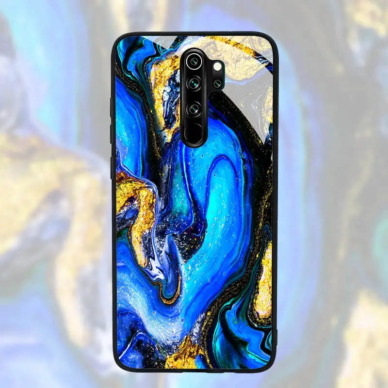 the blue and gold marble phone case