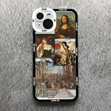 a close up of a cell phone case with a picture of a painting