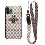 a close up of a cell phone case with a lanyard