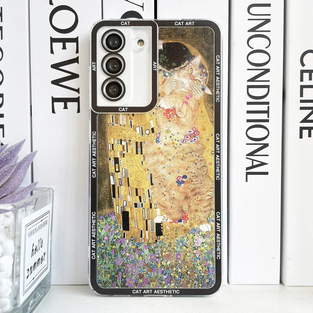 Luxury Vintage Painting Fun Cat Art Cases For Samsung Galaxy S20 Plus S21 FE S22 S23 Ultra A53 A52 A54 S24 Van Gogh Gustav Klimt Mona Lisa Phone Cover