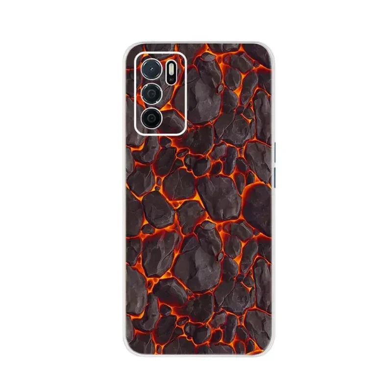 a close up of a cell phone case with a lava lava pattern