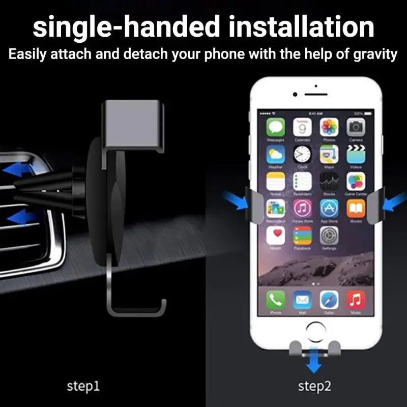 there is a picture of a cell phone holder attached to a car