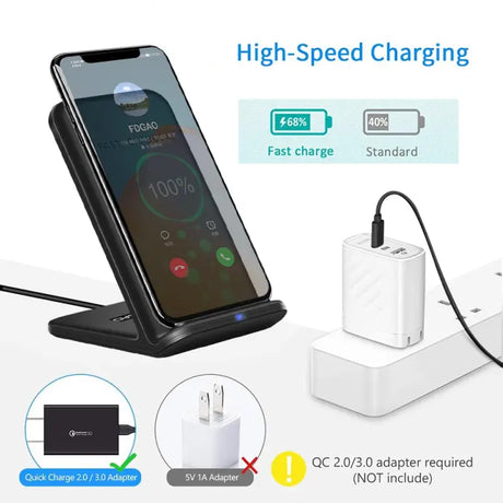 an image of a phone charging station with a charger and a charger