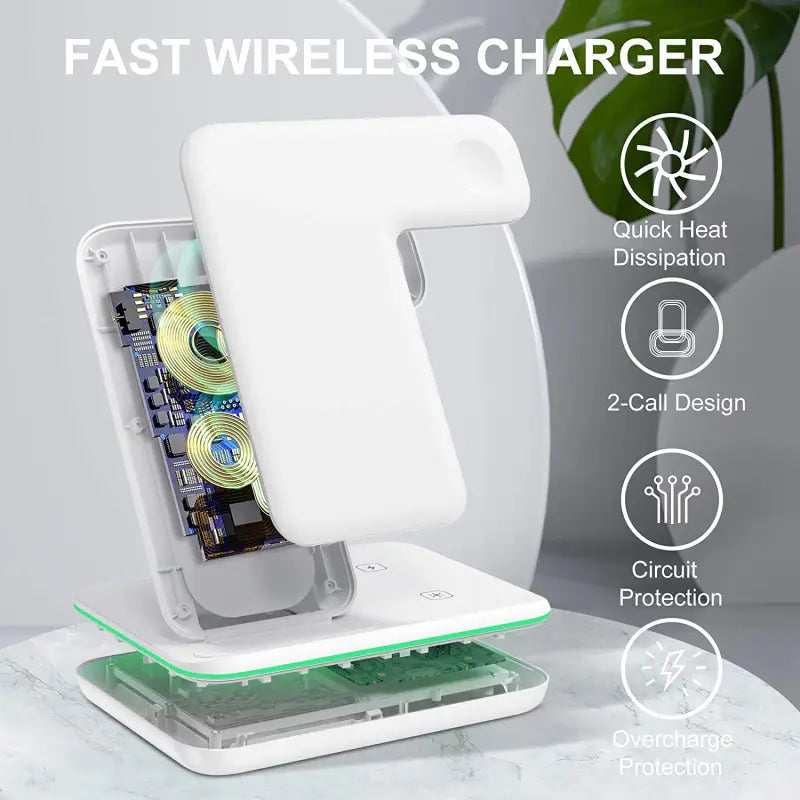 the wireless charging station with a charging board and a charging cable