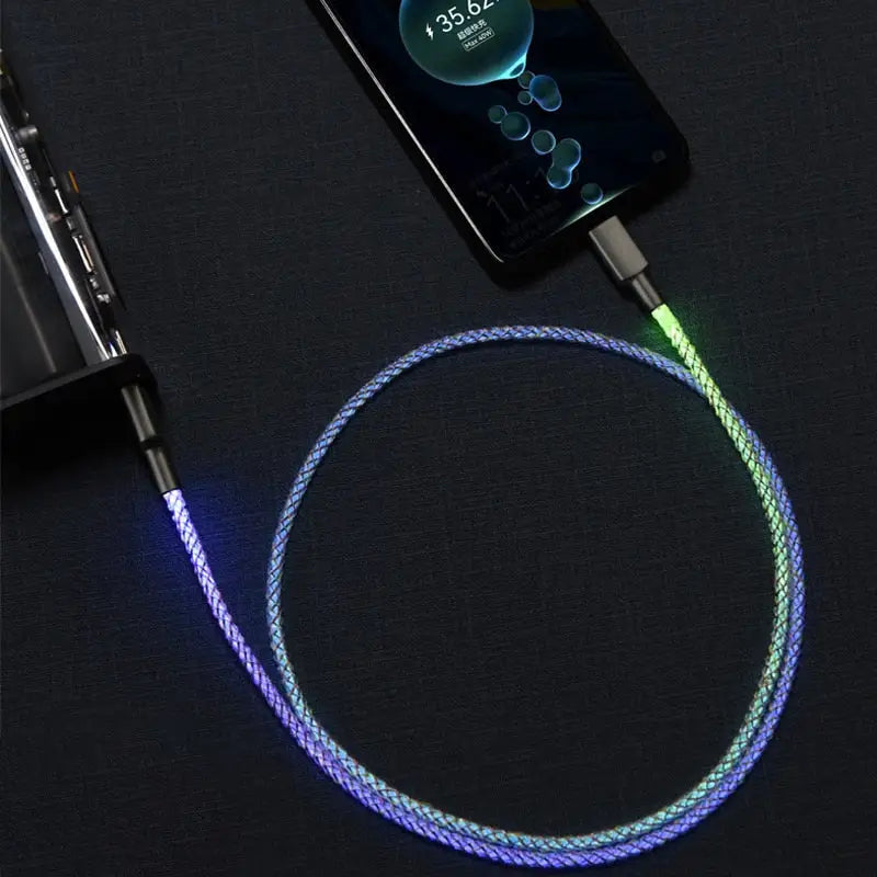 a usb cable with a glowing glow on it