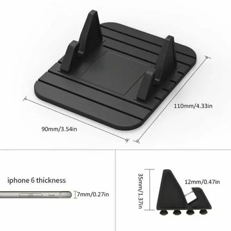 A close up of a cell phone holder with a ruler