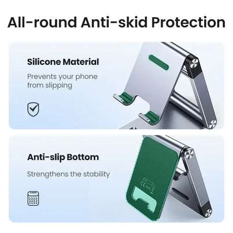 A close up of a cell phone holder with a green cover