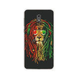 a close up of a cell phone with a lion on it