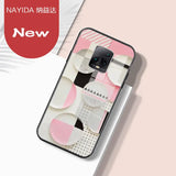 a phone case with a pink and white geometric pattern