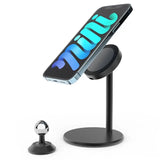 a close up of a cell phone on a stand with a phone holder