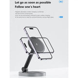 a close up of a cell phone on a stand with a phone holder