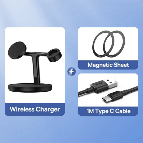 A close up of a cell phone charging stand with a cable