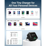 A close up of a cell phone charging station with a lot of different devices
