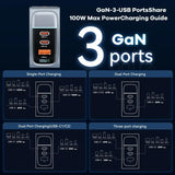 A close up of a cell phone with three different ports