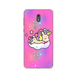a pink phone case with a unicorn sleeping on a cloud