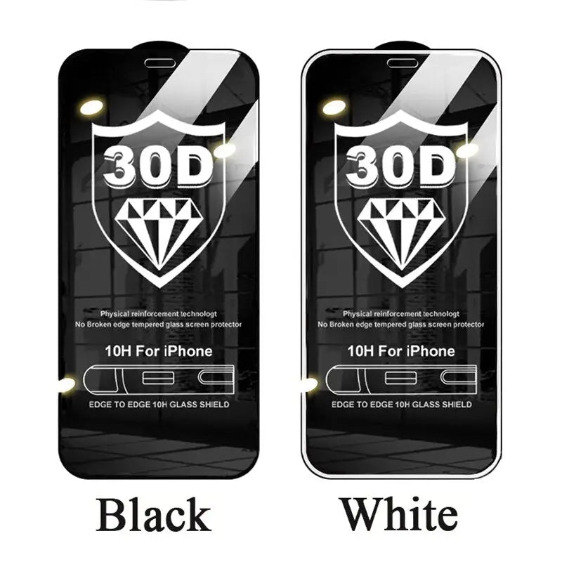 a close up of two cell phones with a black and white logo