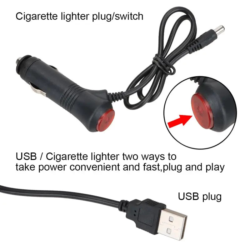 a close up of a usb cigarette lighter plug with a cable