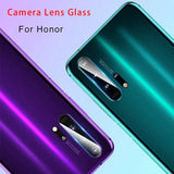 a close up of two different colored smartphones with the text camera lens glass for honor