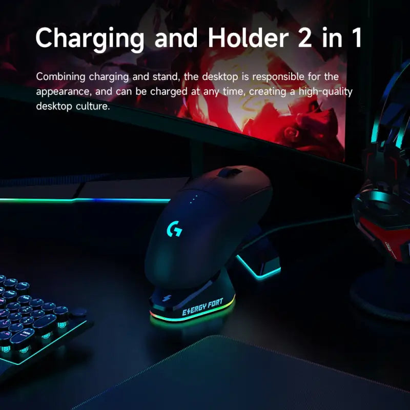 a gaming mouse and a mouse pad on a desk