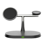 a close up of a black and silver device on a stand