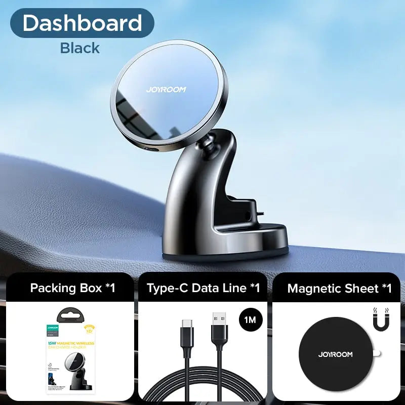 a close up of a car dashboard with a phone and a charger