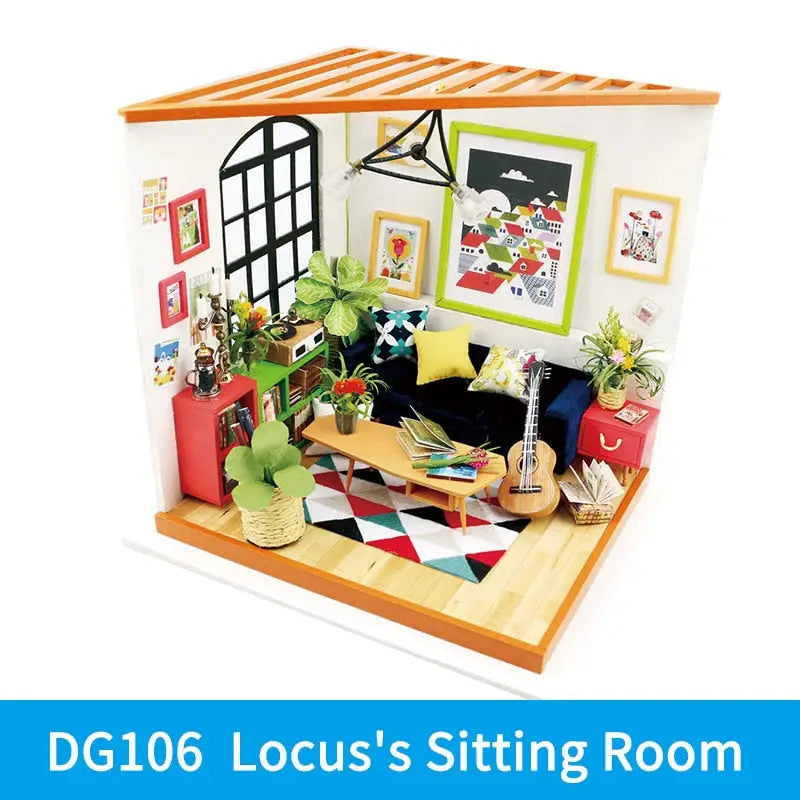 a doll house with a desk and a chair