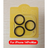 a yellow plastic box with three black rubber rings