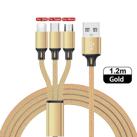 a close up of a gold colored cable connected to a charger