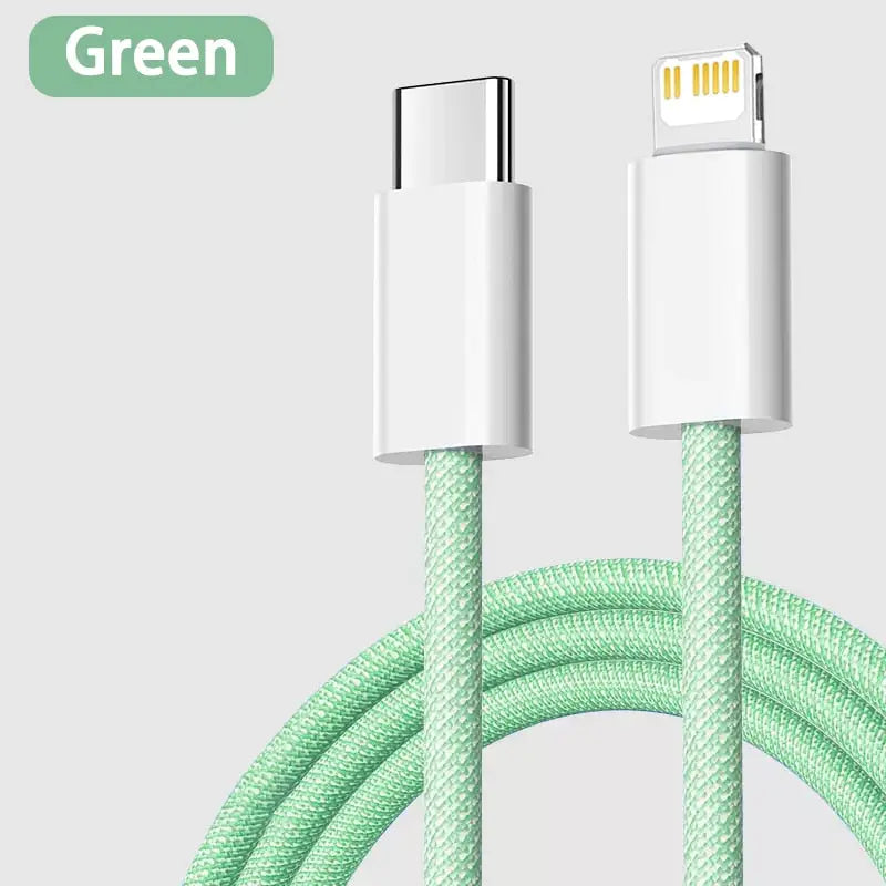 a green braided usb cable
