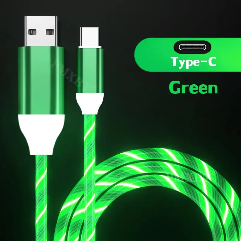 a green cable with a white light on it